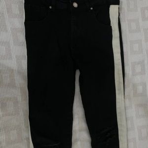 Black & Cream Color Skinny Jeans
